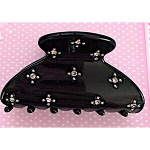 Black Claw Clip Mini Hair Barrette Rhinestone Glossy Crystal Gyaru Aesthetic 1PC